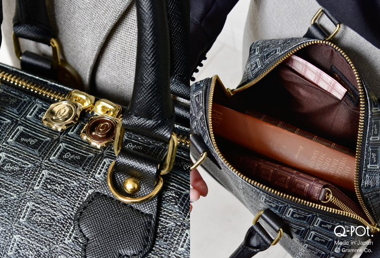 新生活 ブラックチョコレート ミニ ボストンバッグ ディテール