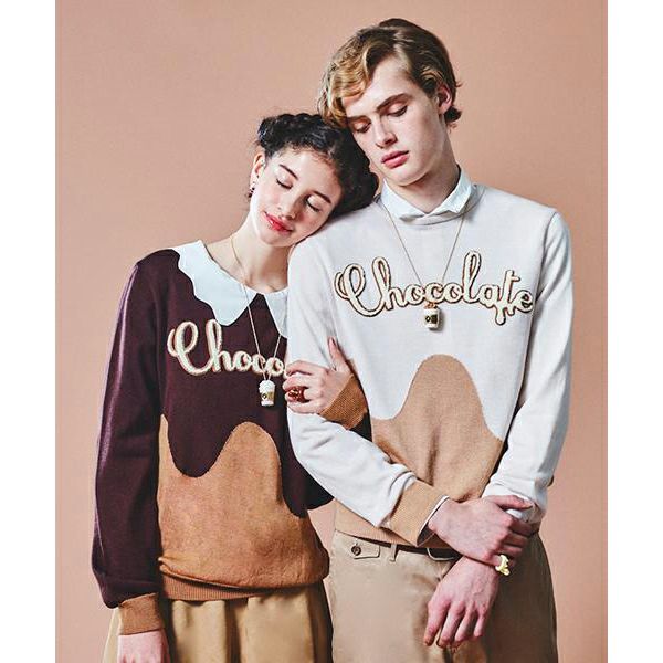 Q-pot. メルトチョコレート クルーネック ニット ⭐︎ ミルク メルトチョコレート クルーネックニット(ミルク) | Q-pot. ONLINE SHOP