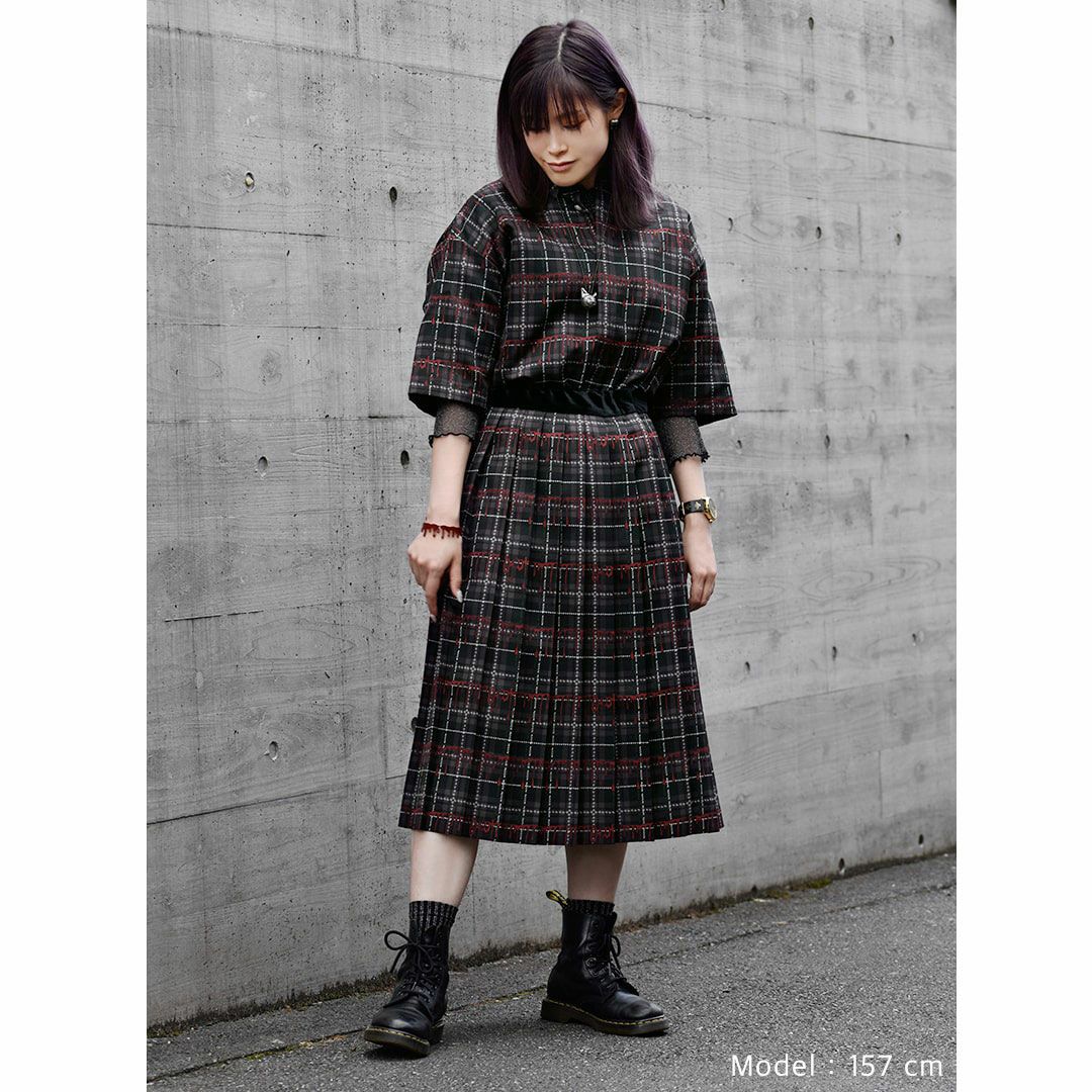 POPPY シルバー・グレー チェック柄 トップス forksy.】チェック柄シアートップス forksy.│MONO-MART [モノマート