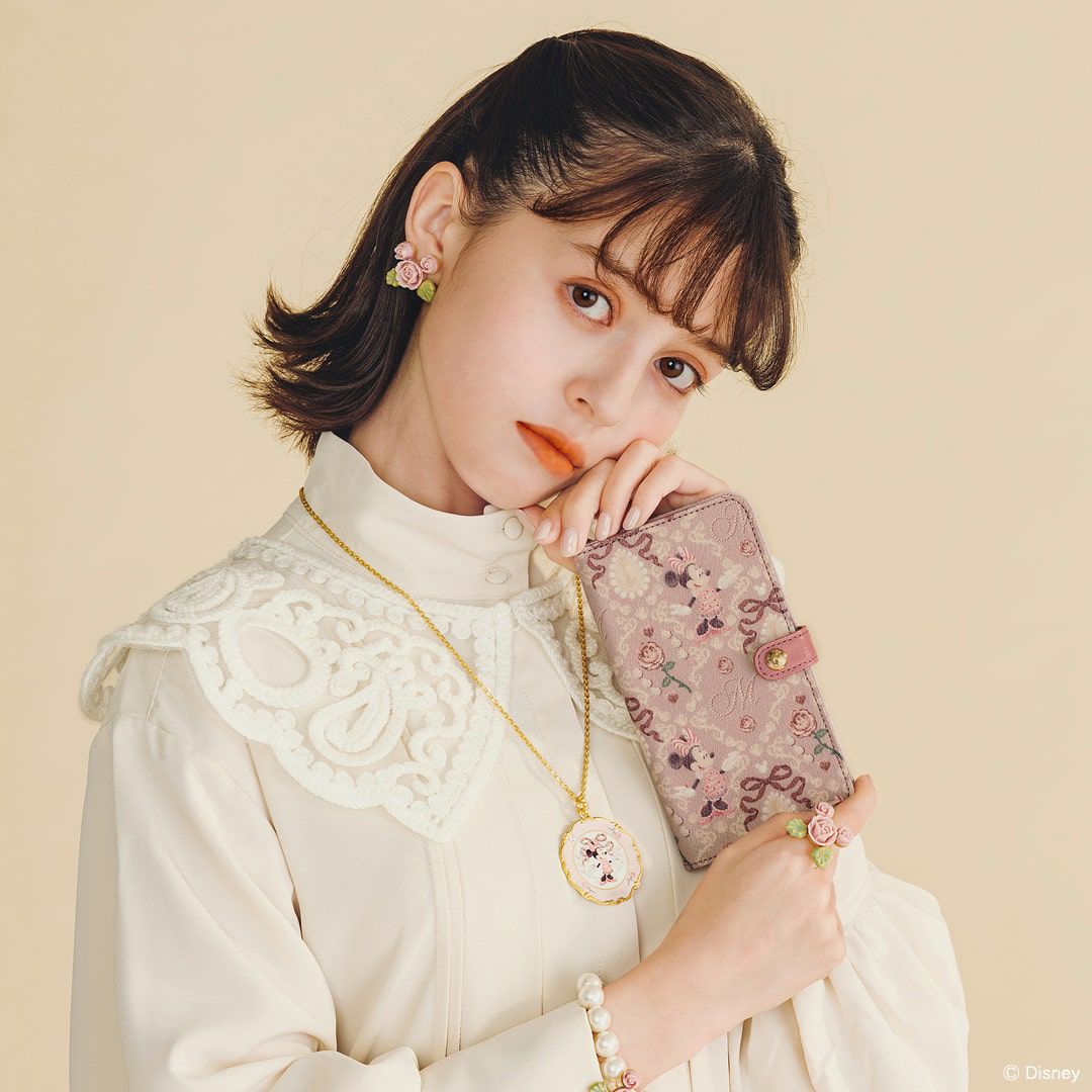 ローズガーデン　リヤドロ【美品ガラスケース入】バニーKiss希少2001年 ローズガーデンピンクの スマホケース 手帳型 アンドロイド iPhone