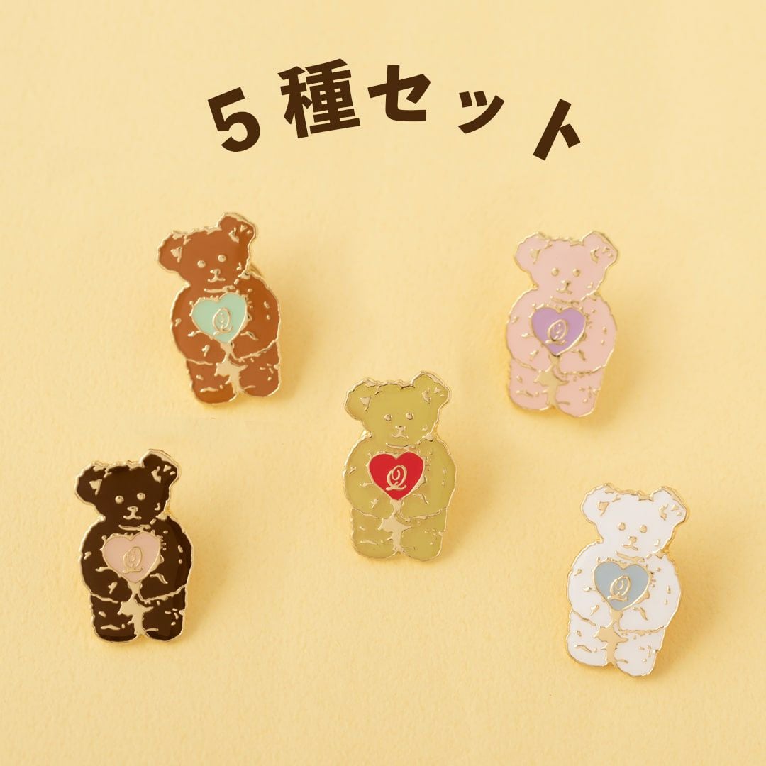 5種コンプリートセット】テディベアピンバッジ | Q-pot. ONLINE SHOP