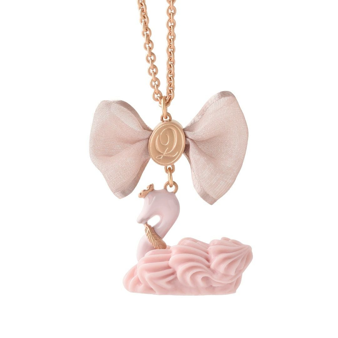 バレエコア スワン ピンク リボン ネックレス