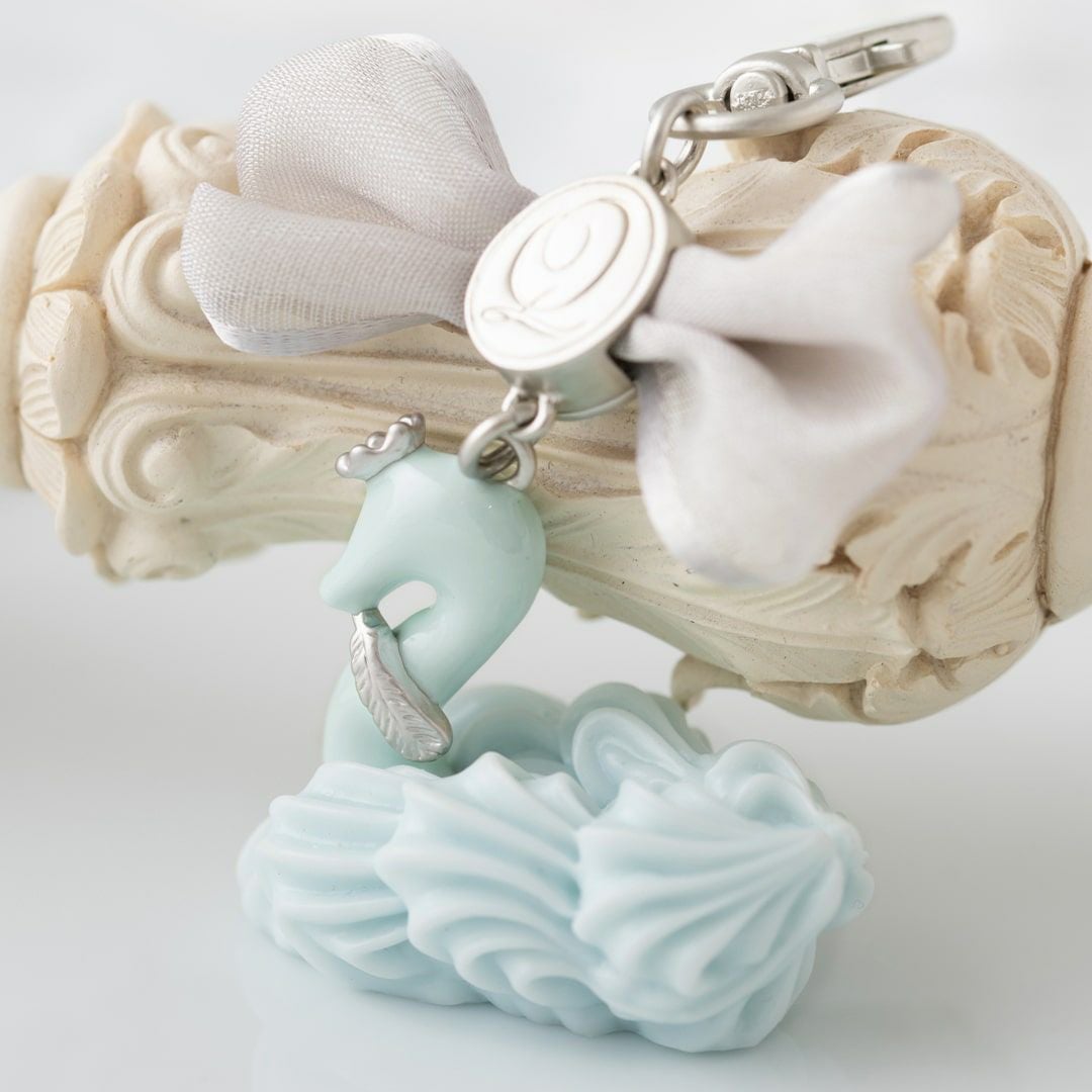 バレエコア スワン ブルー リボン バッグチャーム