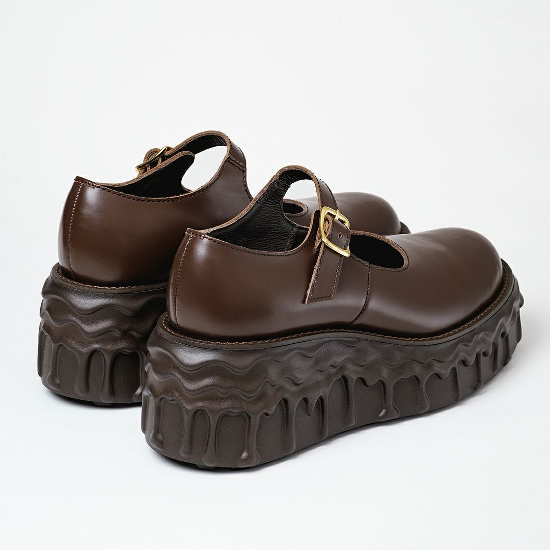 Q-pot.SHOES 【本革】メルティングチョコレートメリージェーン　Lサイズ 残り1点】【本革】メルティングチョコレート メリージェーン（ブラウン