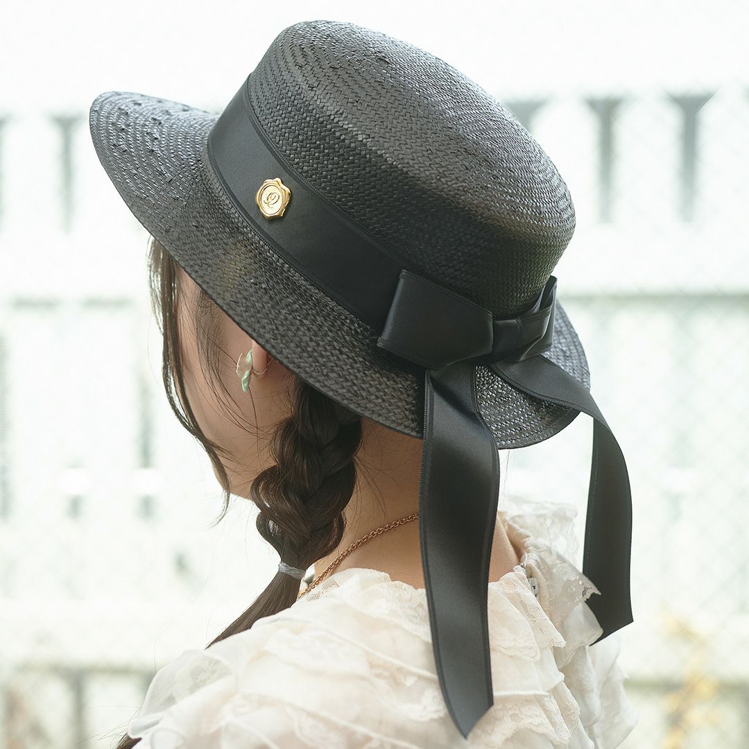 クラシック リボン カンカン帽（ブラック） | Q-pot. ONLINE SHOP