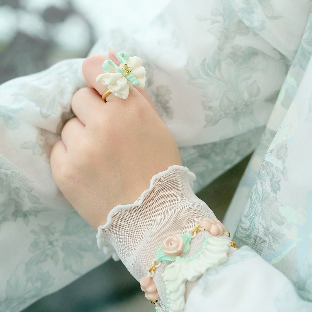 バレエコア フリル ミントグリーン リング