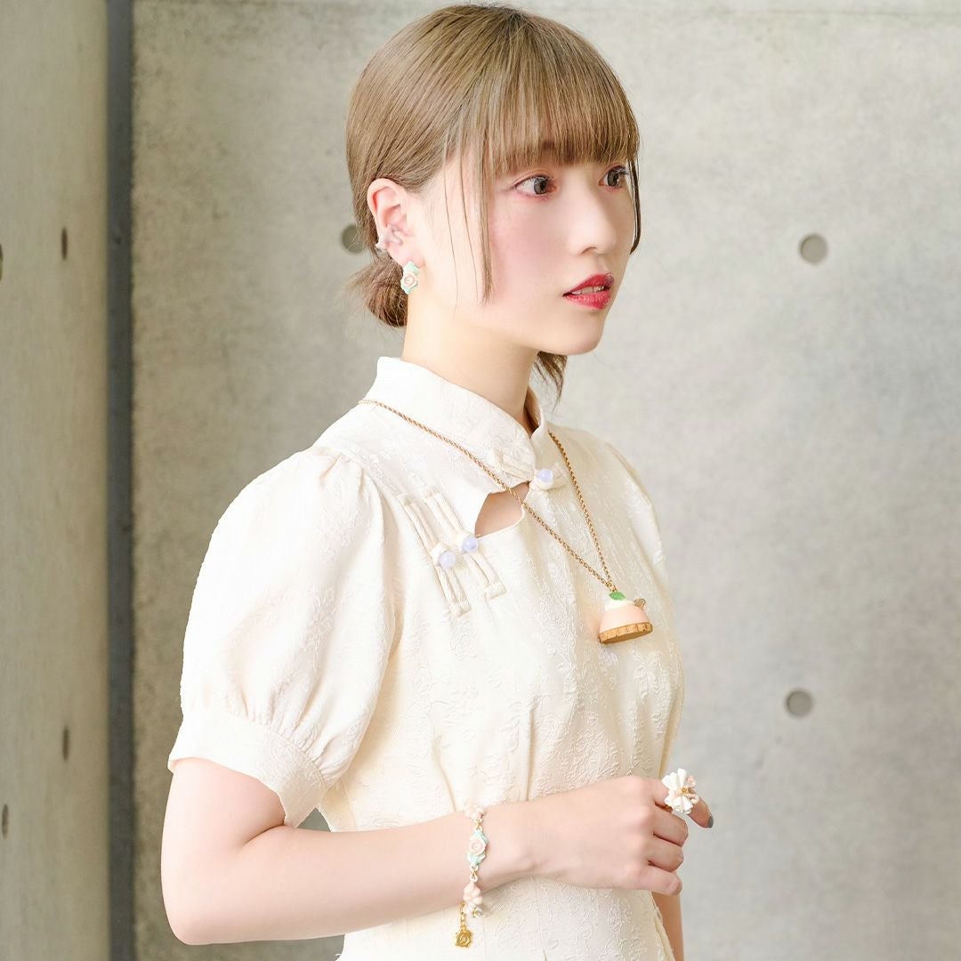 バレエコア フリル ローズ ピンク ピアス