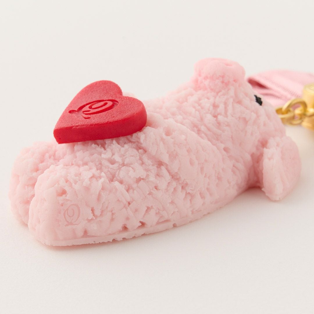 残り1点】ピンクのコブタ ストロベリークッキー キーホルダー（レッド