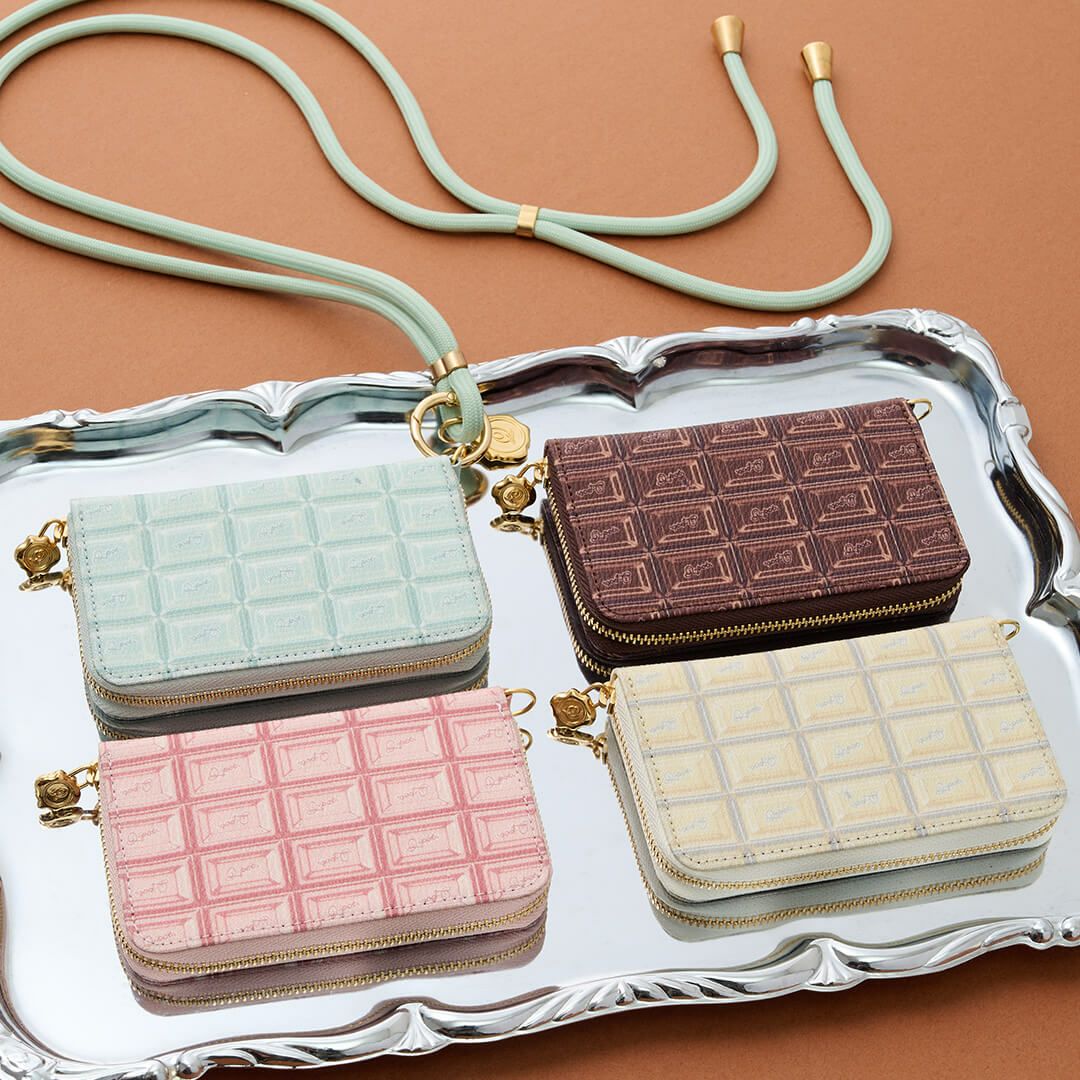 ストロベリーチョコレート コンパクト ラウンドファスナー ウォレット