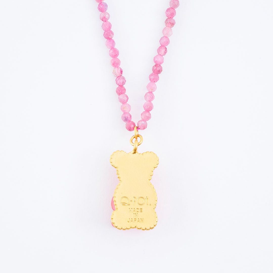 天然石ジュエリー　ピンクトルマリン　テディベアグミ　ネックレス