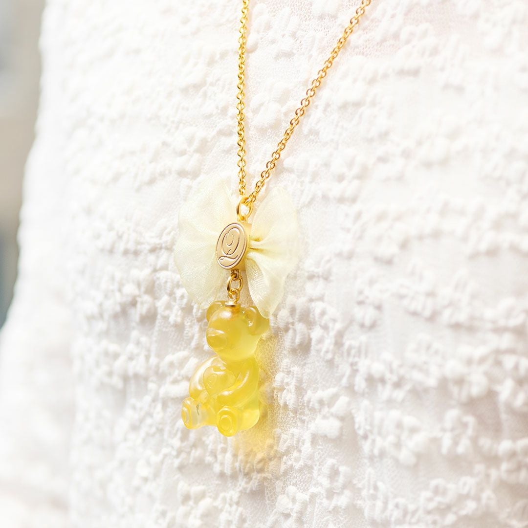 テディーベアレジンネックレス〜clear yellow〜（残2） 残り1点】テディベアグミ ネックレス(レモン) | Q-pot. ONLINE SHOP