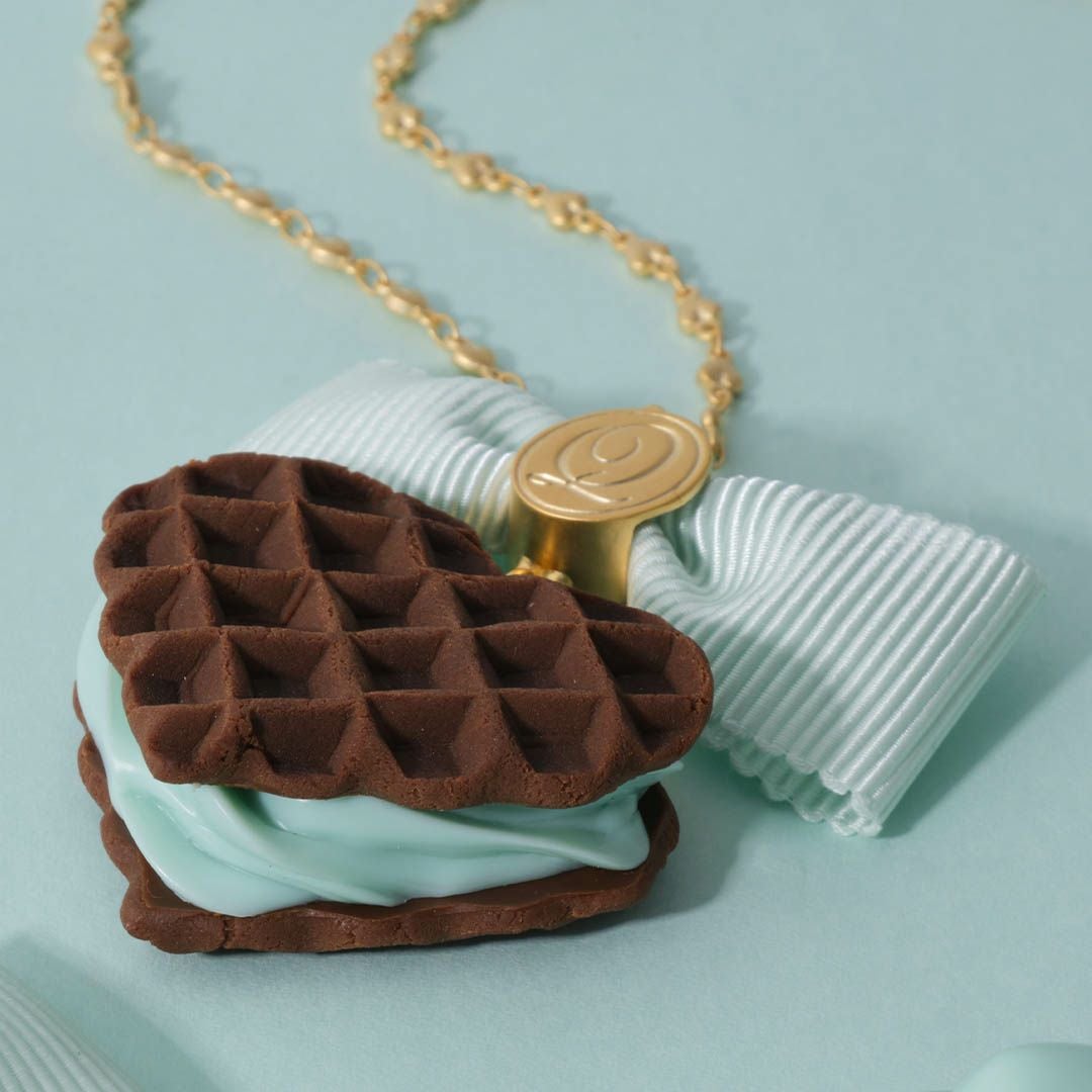 チョコミント　ワッフル　ネックレス