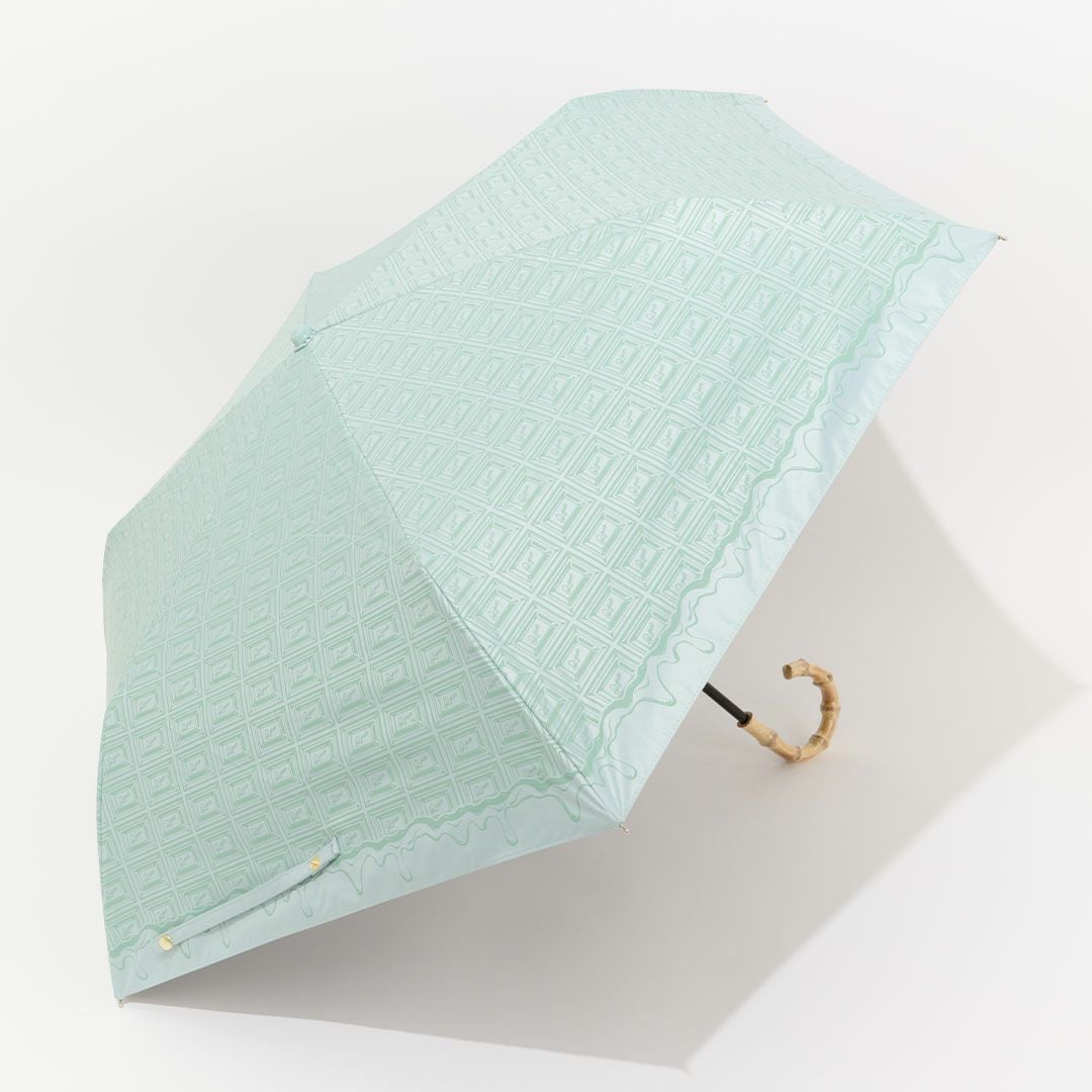 チョコミント　折りたたみ傘　晴れ雨兼用 99.9%以上