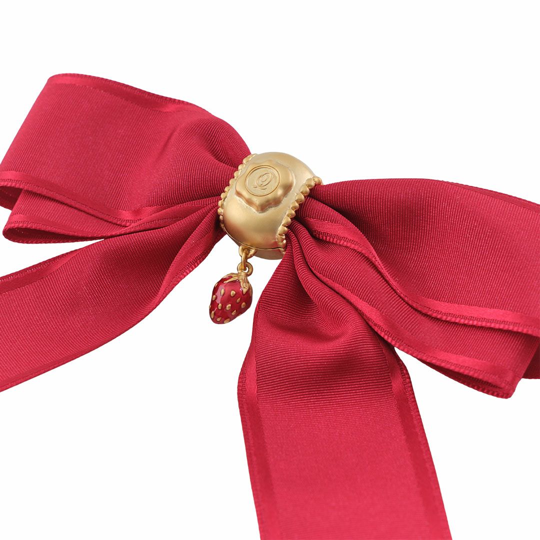 リボン イチゴ ブローチ レッド