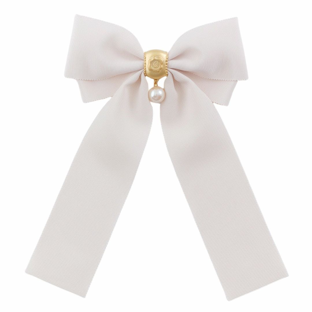 リボン パール バレッタ オフホワイト