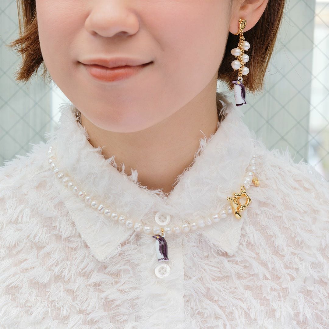 天然石ジュエリー　バロック淡水パール　ペンギン　ネックレス