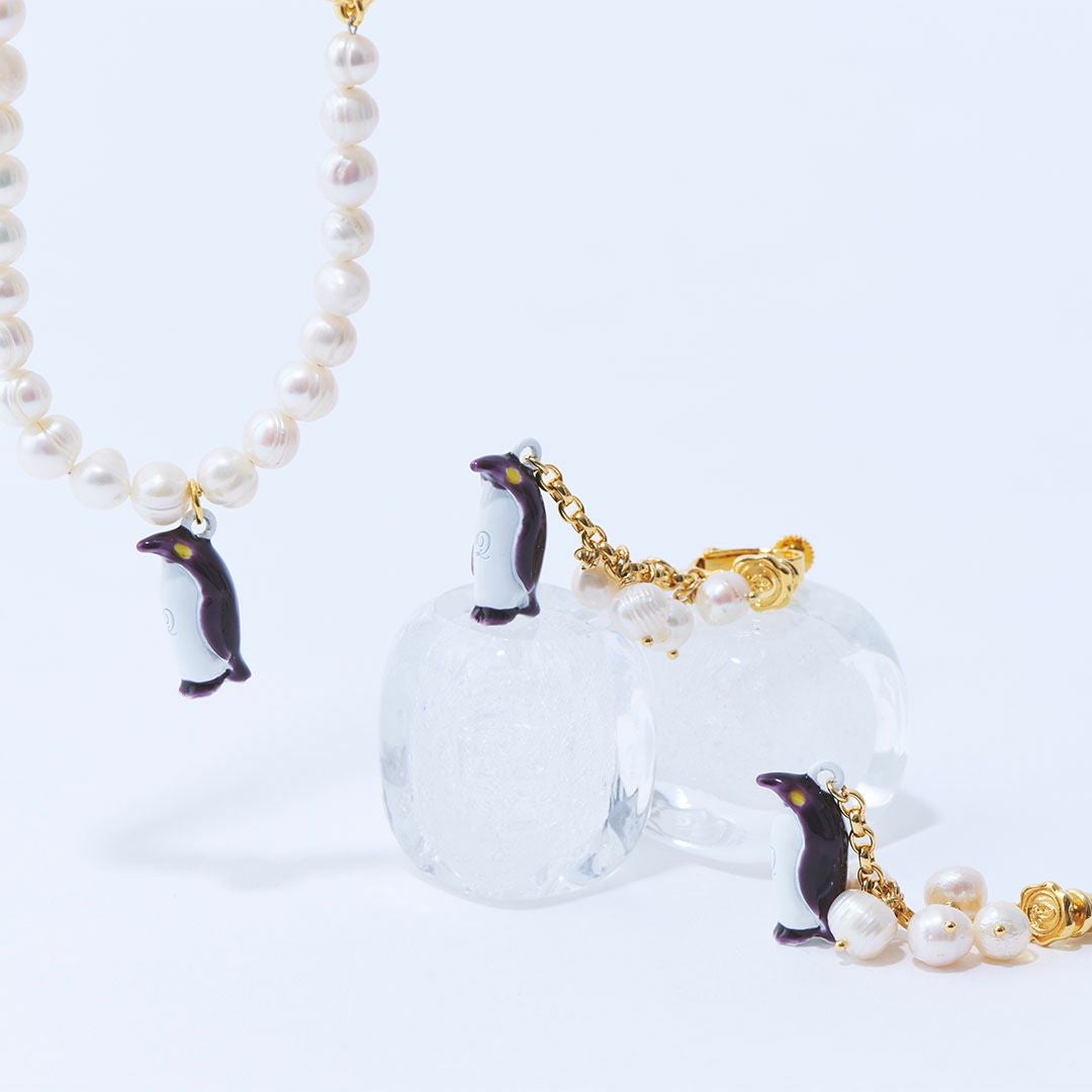 天然石ジュエリー　バロック淡水パール　ペンギン　ネックレス