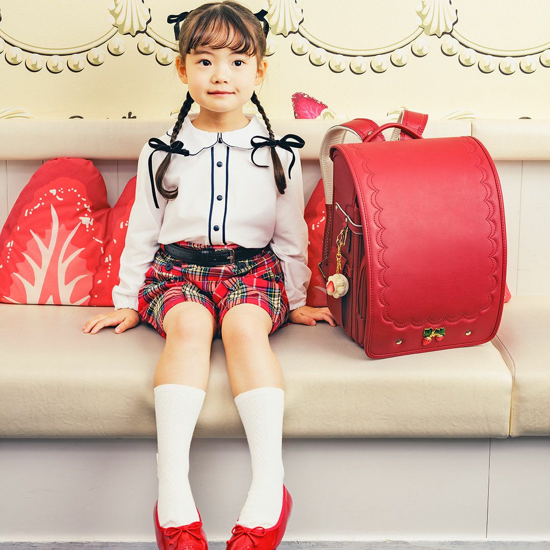 最終値下げ！通園通学セット　女の子　苺　入園入学　レッド　韓国テイスト フレッシュストロベリー ランドセル【2027年度ご入学用】【受注予約