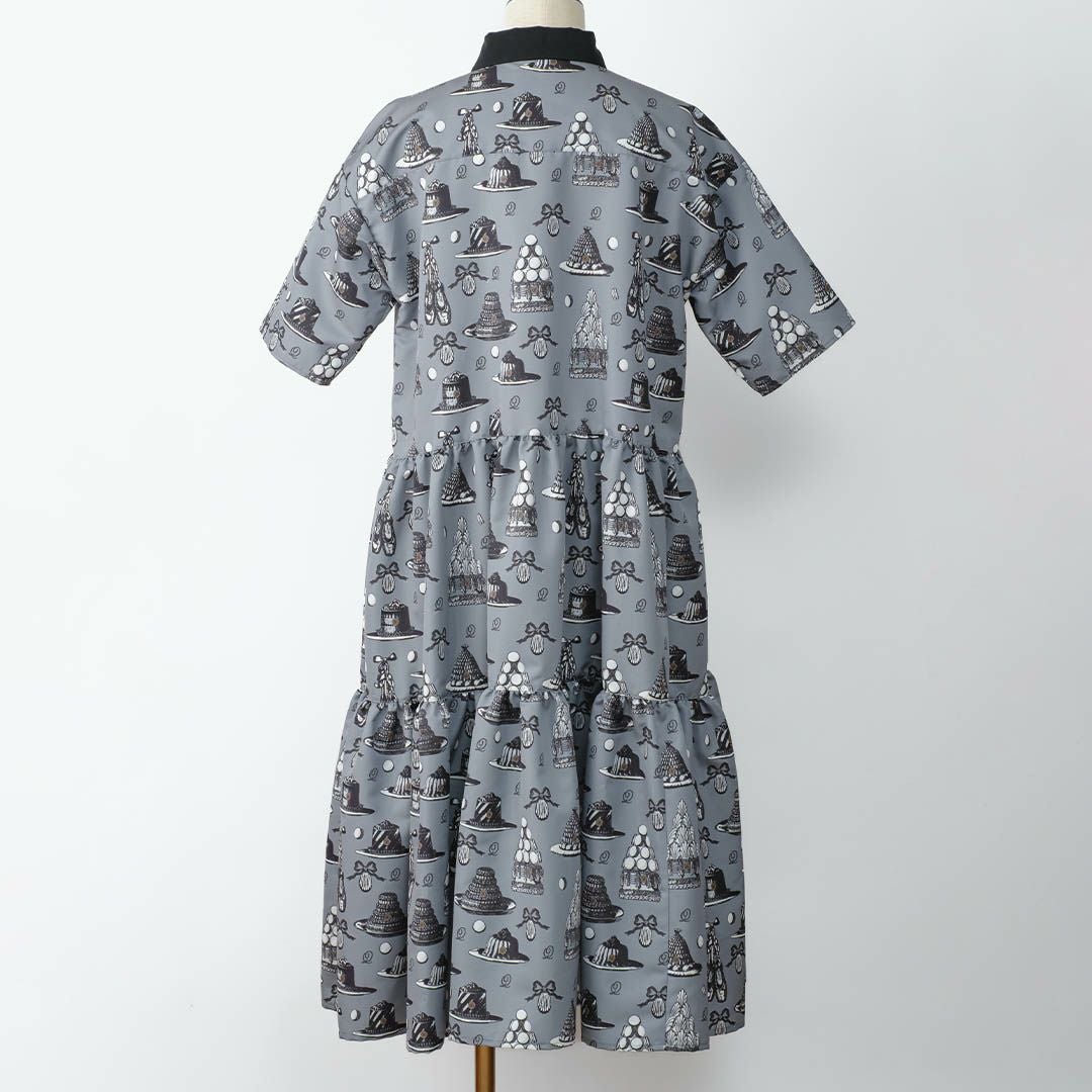 バレエコア　グレー　シャツワンピース