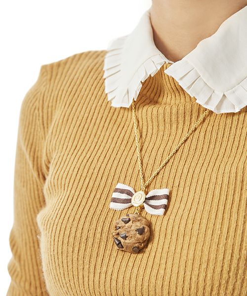 ☆チョコレートチップ リボンクッキー ネックレス | Q-pot. ONLINE SHOP