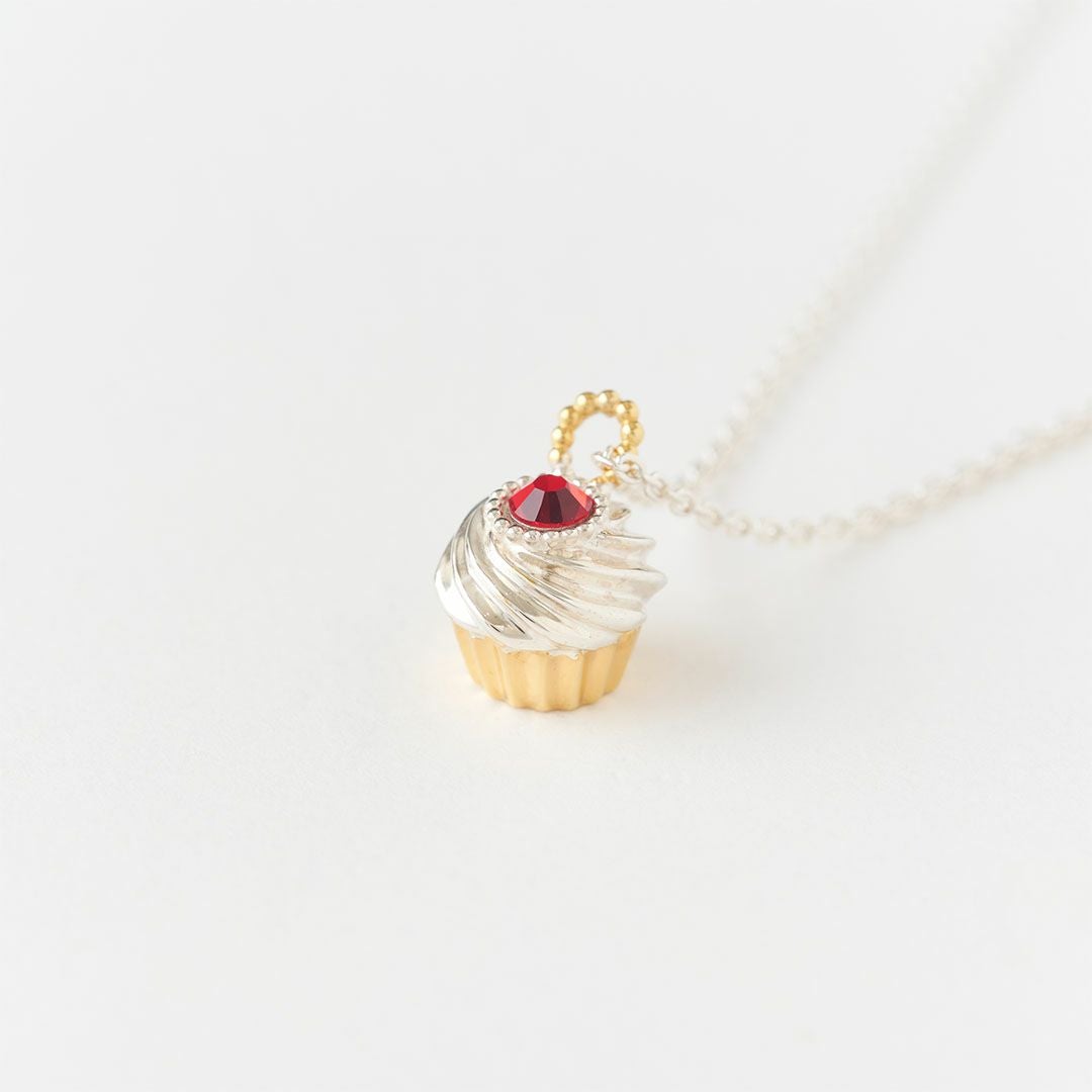 ホイップクリスタル カップケーキ ネックレス シルバー925（レッド