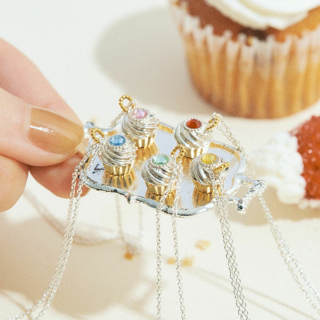 ホイップクリスタル カップケーキ ネックレス シルバー925（レッド