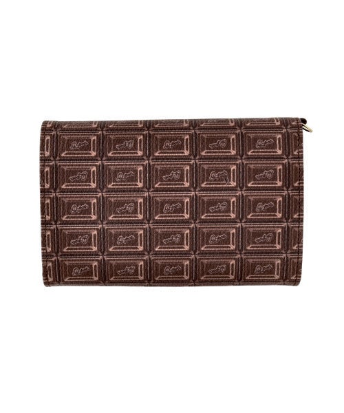 Q-pot. chocolate財布 Q-pot.“チョコレート＆ビスケット”柄の長財布＆二つ折り財布、ビター