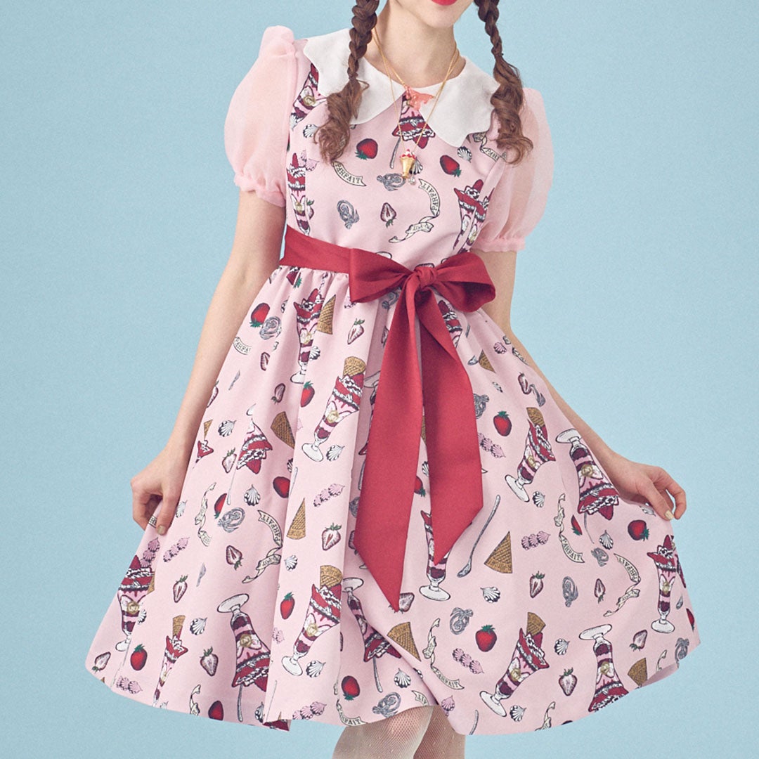 ストロベリーパフェ パフスリーブドレス | Q-pot. ONLINE SHOP