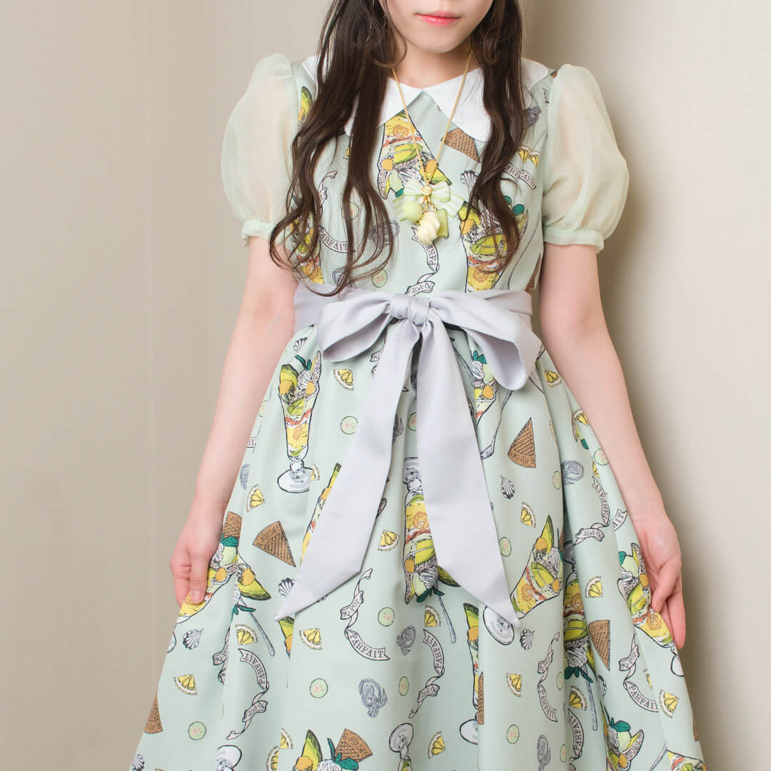 オマケ２　メロンパフェ パフスリーブドレス　キューポット Q-pot ワンピース メロンパフェ パフスリーブドレス | Q-pot. ONLINE SHOP